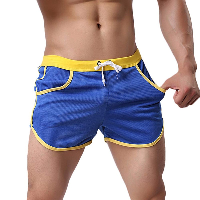 Rexcyril Men's Running Workout Bodybuilding Gym Shorts Athletic Sports Casual Short Pants X-Large Blue - Image 1